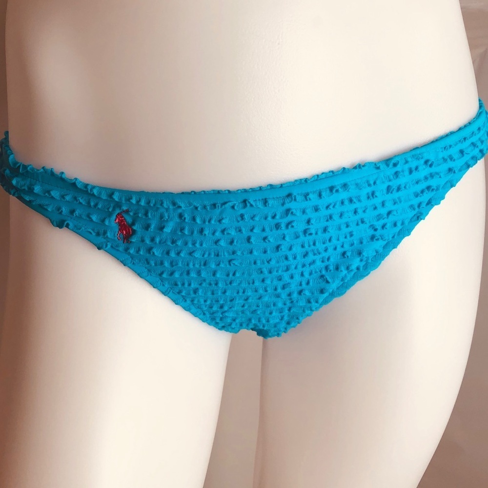 Ralph Lauren Polo turquoise ruffle bikini bottom L